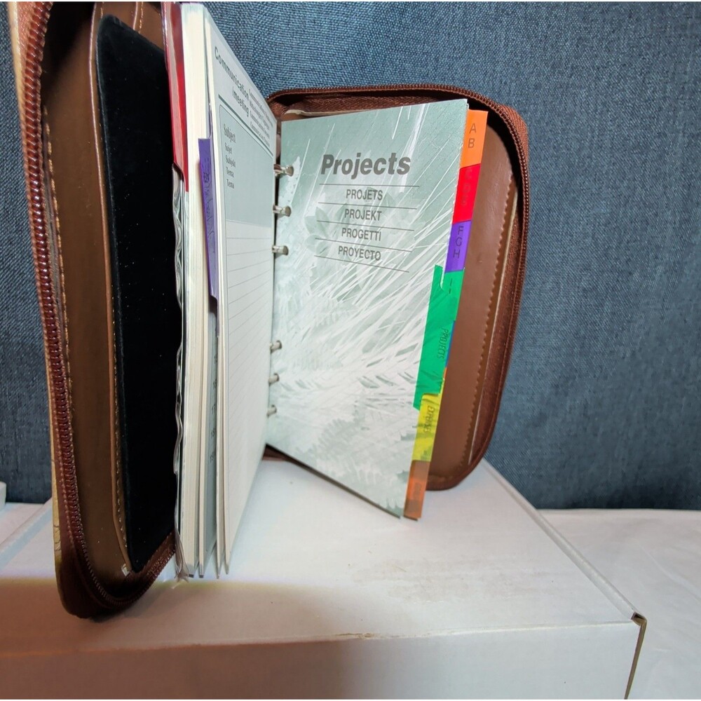 Vintage Philippe Amiel 6 Ring Planner Map Print Zipper Wallet Phone Pouch Y2K - Picture 10 of 16